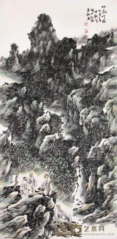 舒建新 2004年作 林岳吟游 镜心 138×69cm